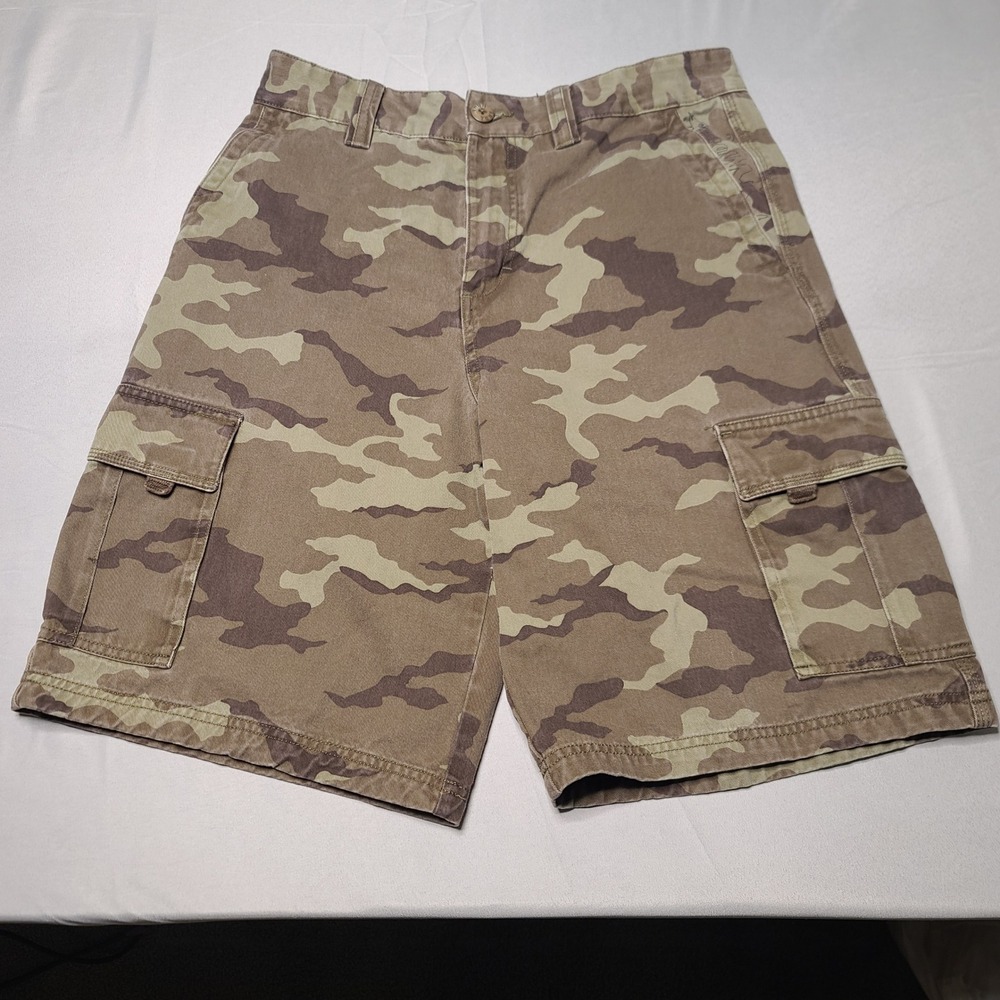 Tony Hawk Cargo Shorts Mens 32 Green Camo Skater Utility Cotton Twill Shorts